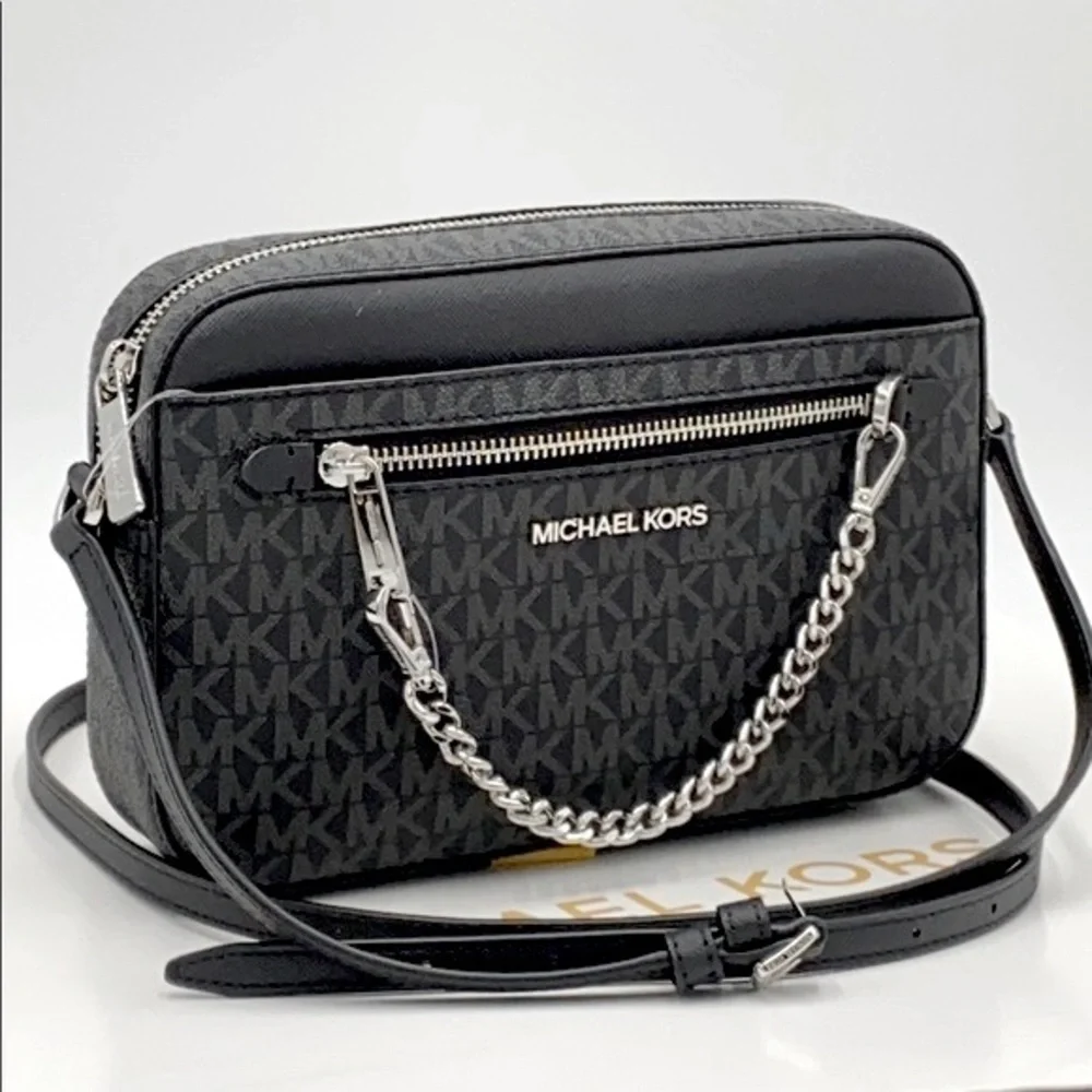 MICHAEL KORS LARGE EW ZP CHAIN XBODY BLACK